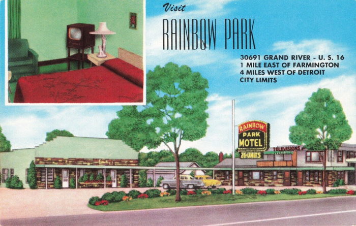 Park Motel (Rainbow Park Motel) - Old Postcard